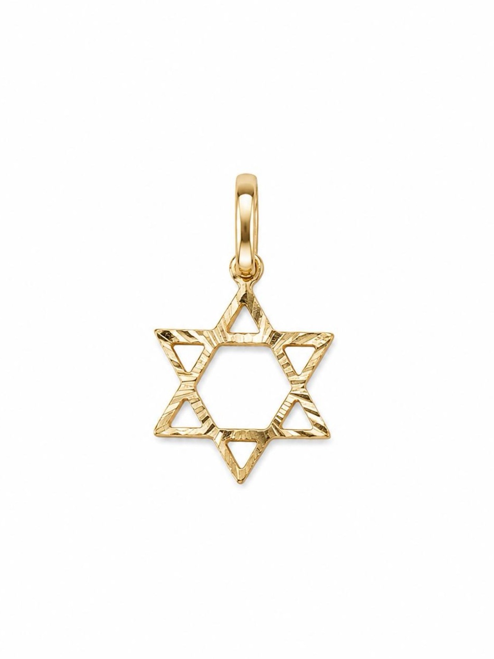 14K Real Solid Gold Star of David Pendant Charm .75" with the Bail